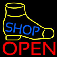 Yellow Shoe Blue Shop Open Neonreclame